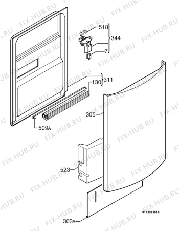 Взрыв-схема посудомоечной машины Zanussi ZDS350 - Схема узла Door 003