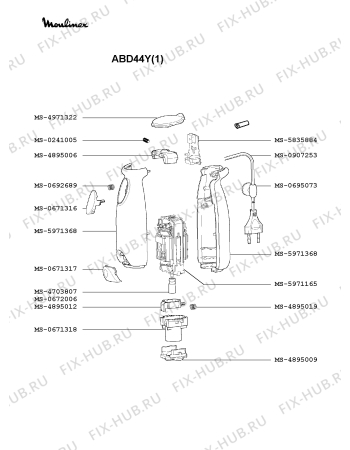 Взрыв-схема блендера (миксера) Moulinex ABD44Y(1) - Схема узла 0P000838.8P2