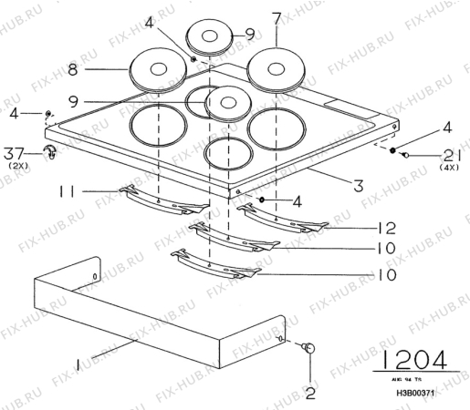 Взрыв-схема комплектующей Electrolux CC249A - Схема узла H30 Hob  B