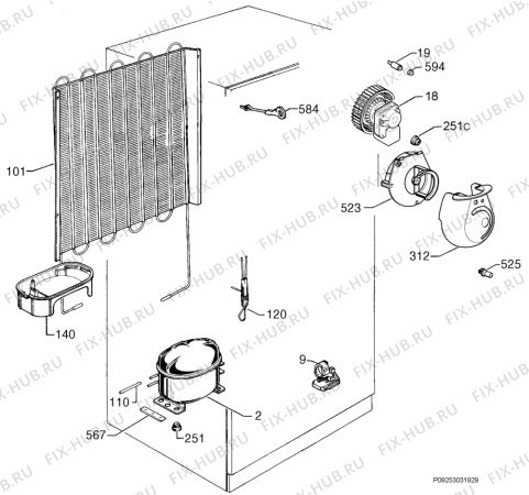 Взрыв-схема холодильника Zanussi ZRT630VS - Схема узла Cooling system 017