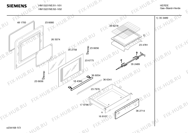 Взрыв-схема плиты (духовки) Siemens HM13221NE, Siemens - Схема узла 03