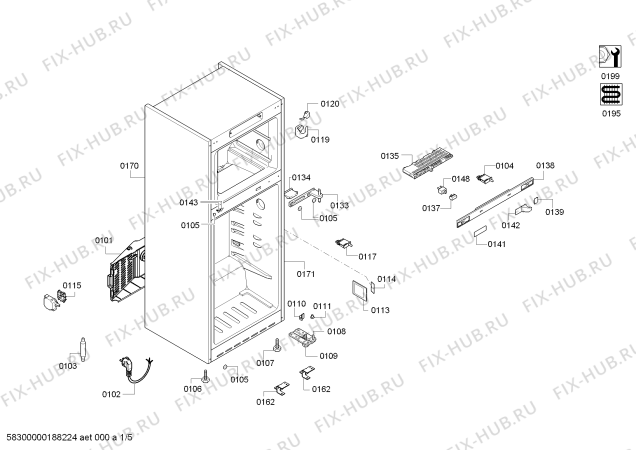 Схема №4 KDN59AW35N с изображением Крышка для холодильника Bosch 00712006