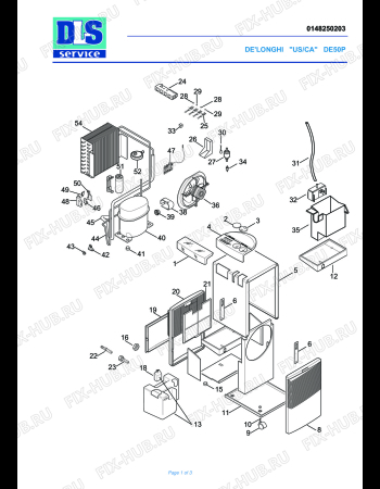 Схема №1 DE 50P с изображением Ручка для электроувлажнителя воздуха DELONGHI 5948016600