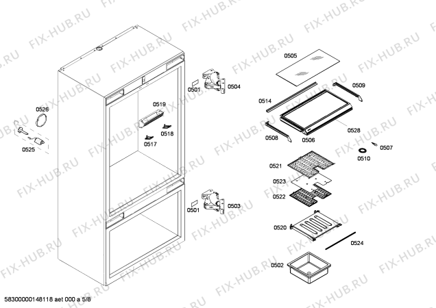 Схема №6 B36IT71SN с изображением Крышка для холодильной камеры Bosch 00681634