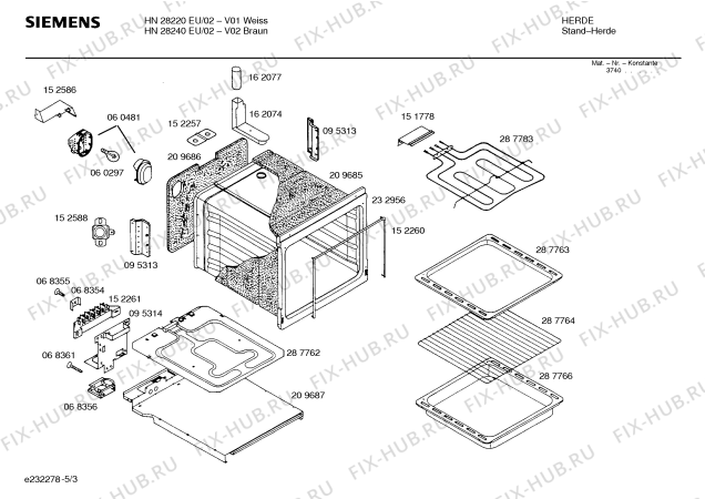 Схема №3 HN28220SF с изображением Стеклокерамика для духового шкафа Siemens 00212629