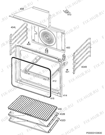 Взрыв-схема плиты (духовки) Aeg BE430362IM - Схема узла Oven