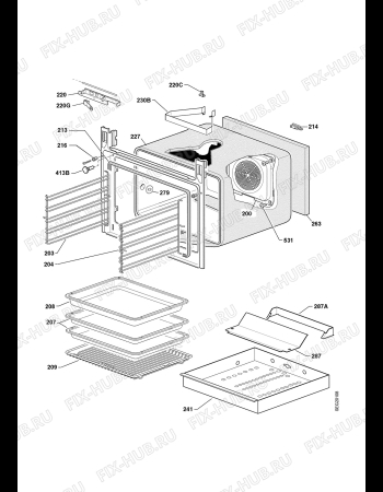 Взрыв-схема плиты (духовки) Juno Electrolux JGH44002B - Схема узла Oven