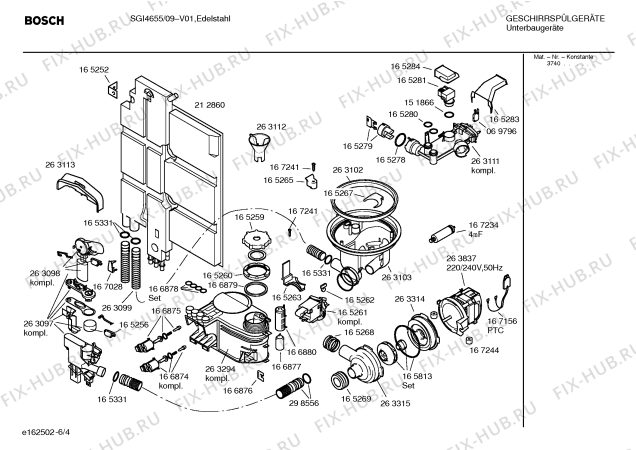 Взрыв-схема посудомоечной машины Bosch SGI4655 Silence comfort - Схема узла 04