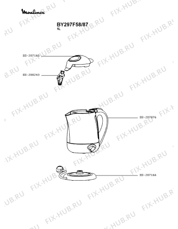 Схема №1 BY297F58/87 с изображением Элемент корпуса для чайника (термопота) Moulinex SS-207876