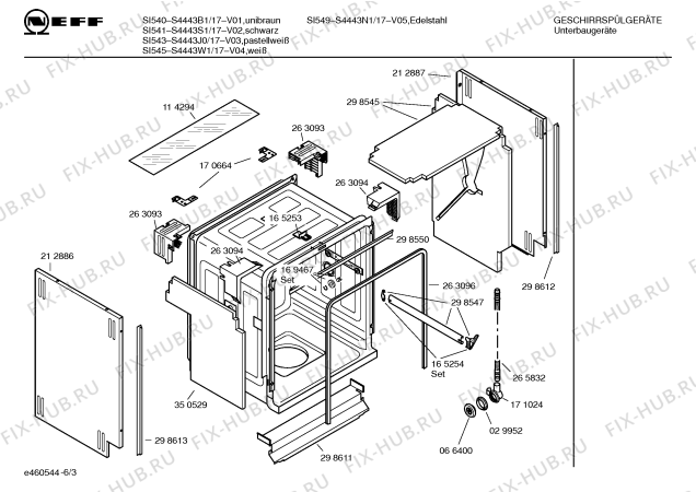 Взрыв-схема посудомоечной машины Neff S4443J0 SI543 - Схема узла 03
