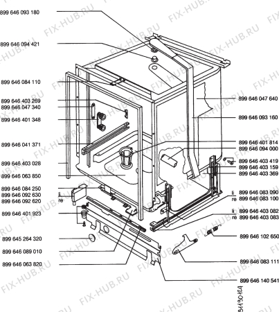 Взрыв-схема посудомоечной машины Zoppas PB76W - Схема узла Section 2