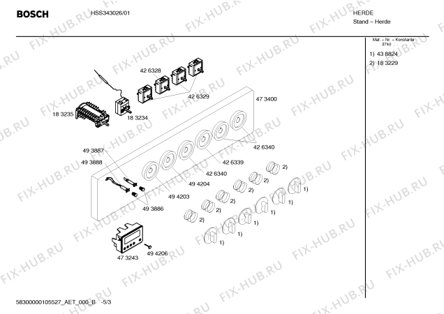 Взрыв-схема плиты (духовки) Bosch HSS343026 - Схема узла 03