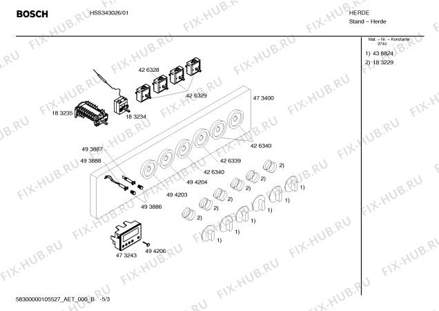 Схема №4 HSS323026 с изображением Стеклокерамика для плиты (духовки) Bosch 00242583