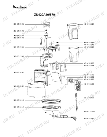 Схема №2 ZC150838/870 с изображением Микропереключатель для электросоковыжималки Moulinex MS-651583