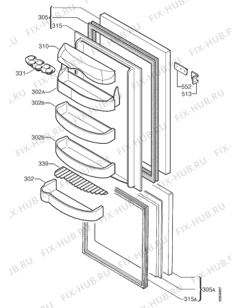 Взрыв-схема холодильника Faure FRI310W - Схема узла Door 003