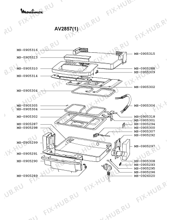 Взрыв-схема гриля Moulinex AV2857(1) - Схема узла AP002265.4P2