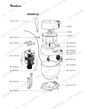 Взрыв-схема кухонного комбайна Moulinex A6454F(4) - Схема узла AP001207.0P3