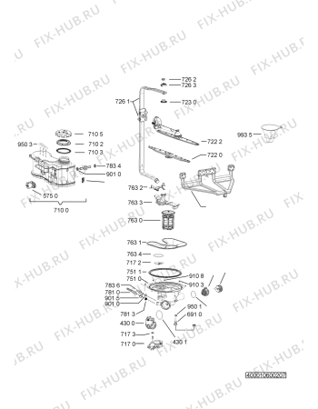 Взрыв-схема посудомоечной машины BRUYNZEEL 9BRVW6001A - Схема узла