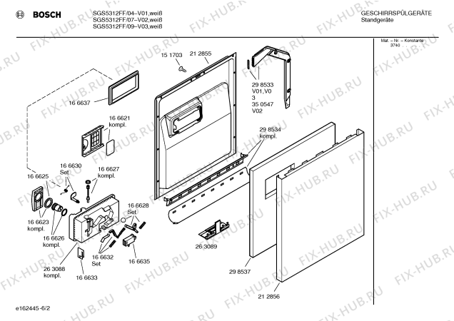 Взрыв-схема посудомоечной машины Bosch SGS5312FF - Схема узла 02