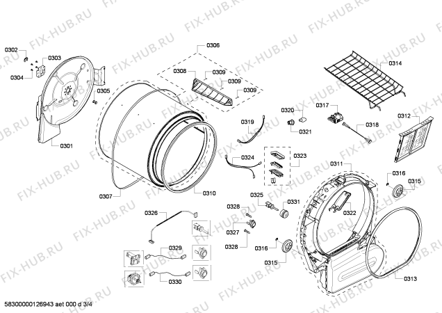 Взрыв-схема сушильной машины Bosch WTMC552SUC Nexxt 500 plus Series - Схема узла 03