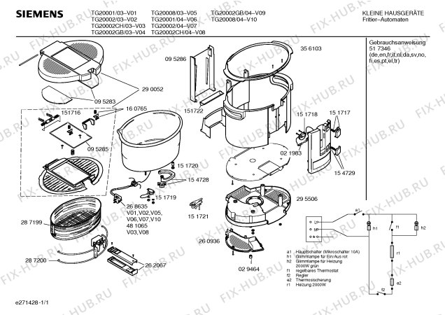 Схема №1 TFB2001 с изображением Терморегулятор для тостера (фритюрницы) Siemens 00151721