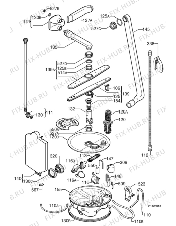 Взрыв-схема посудомоечной машины Zanussi DWS495 - Схема узла Hydraulic System 272