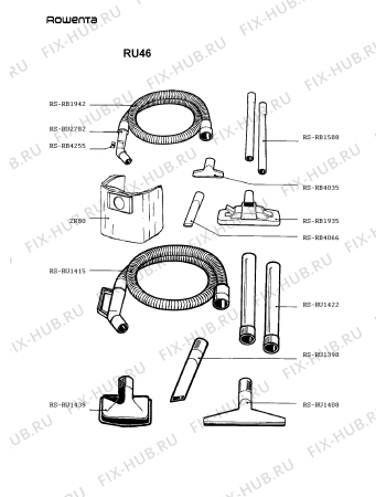 Взрыв-схема пылесоса Rowenta RU46 - Схема узла RU46XD__.__2
