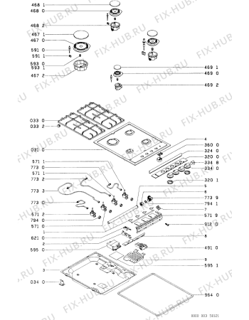 Схема №1 TLC 31 TF с изображением Клавиша для плиты (духовки) Whirlpool 481941249975