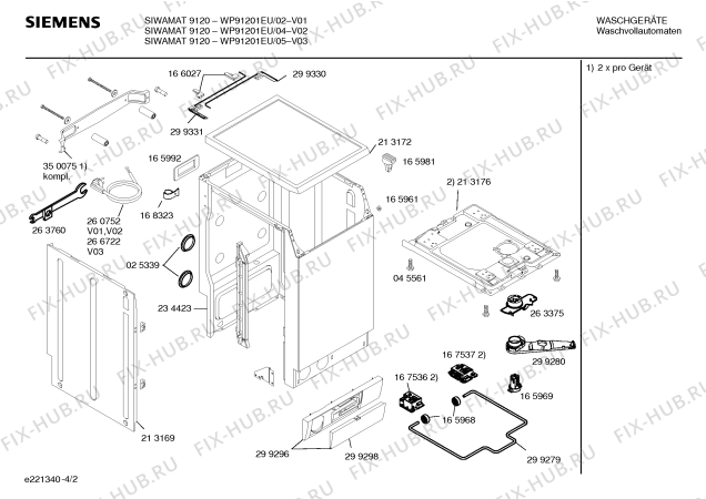 Схема №4 WP91201EU SIWAMAT 9120 с изображением Вкладыш в панель для стиралки Siemens 00352883