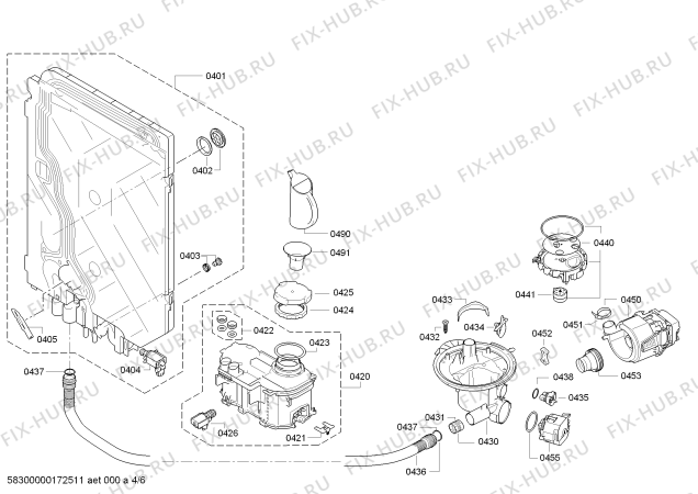 Взрыв-схема посудомоечной машины Bosch SMS69U46EU SuperSilence - Схема узла 04