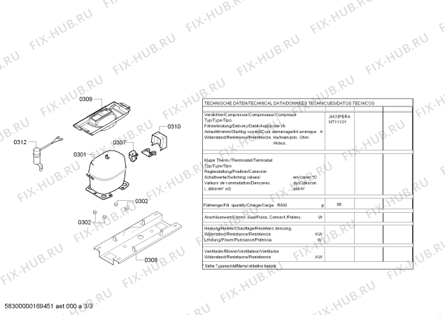 Взрыв-схема холодильника Bosch KGV36CW31 Bosch - Схема узла 03