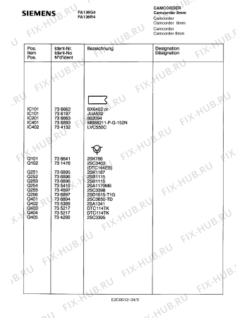 Схема №22 FA136R4 с изображением Транзистор для видеотехники Siemens 00739192
