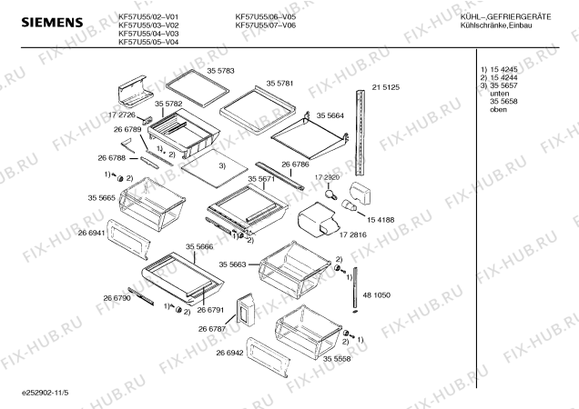 Схема №6 KF57U55 с изображением Панель для холодильника Siemens 00355780