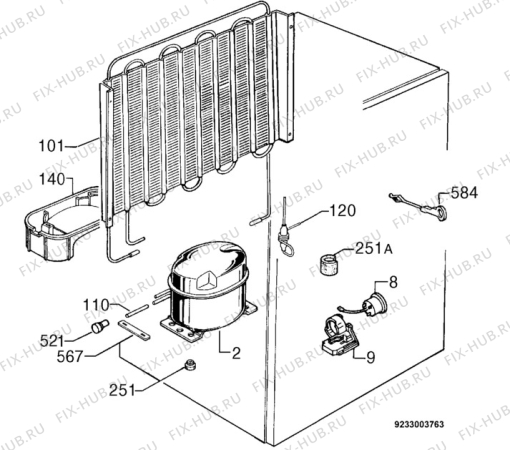 Взрыв-схема холодильника Privileg 643297_7908 - Схема узла Cooling system 017