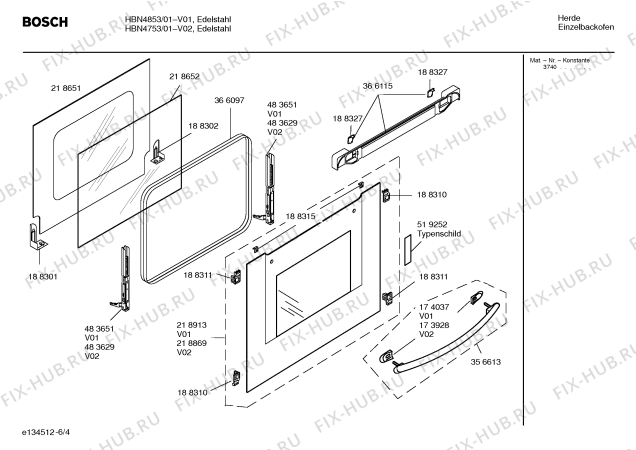 Схема №6 HBN4753 с изображением Инструкция по эксплуатации для духового шкафа Bosch 00586059