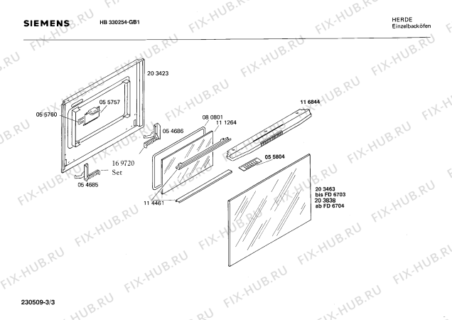 Взрыв-схема плиты (духовки) Siemens HB330254 - Схема узла 03
