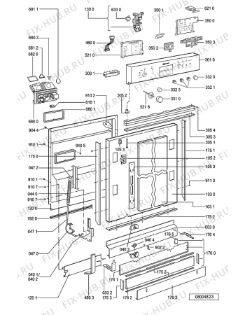 Схема №1 GSU 5536 WS с изображением Блок управления для посудомойки Whirlpool 481221838417