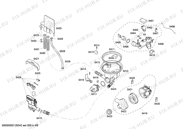Взрыв-схема посудомоечной машины Bosch SHE43F06UC - Схема узла 04