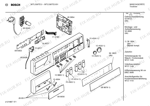 Схема №4 WTL530TEU Sportline с изображением Панель управления для сушильной машины Bosch 00361804