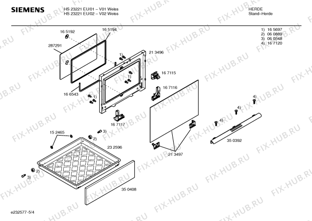 Взрыв-схема плиты (духовки) Siemens HS23221EU - Схема узла 04