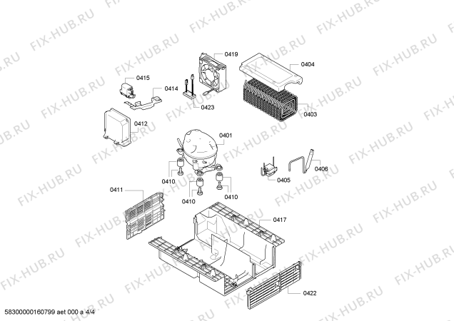 Взрыв-схема холодильника Bosch KIF40S80 Bosch - Схема узла 04