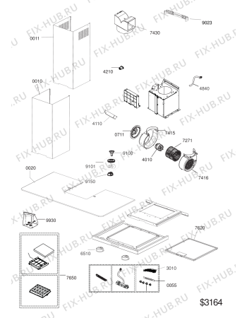 Схема №1 WHF 96 AM X с изображением Спецнабор для электровытяжки Whirlpool 482000025827