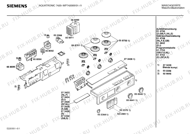 Схема №4 WP74200II, AQUATRONIC 7420 с изображением Панель для стиралки Siemens 00273435