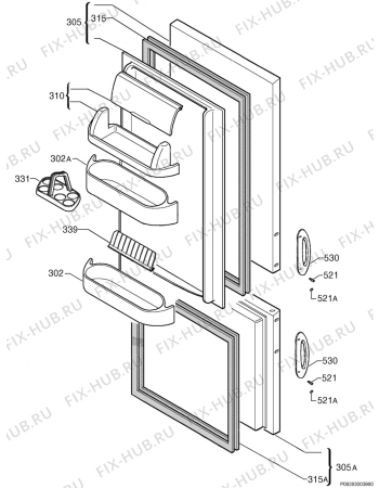 Взрыв-схема холодильника Electrolux ER8760B - Схема узла Door 003