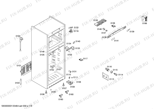 Схема №3 KDN49A60 с изображением Дверь морозильной камеры для холодильника Bosch 00681496