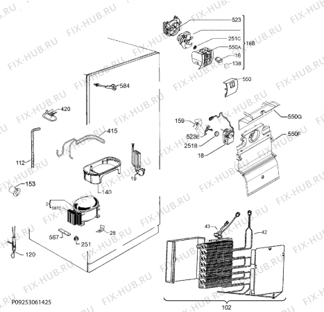 Взрыв-схема холодильника Rex Electrolux RN3453OOX - Схема узла Cooling system 017