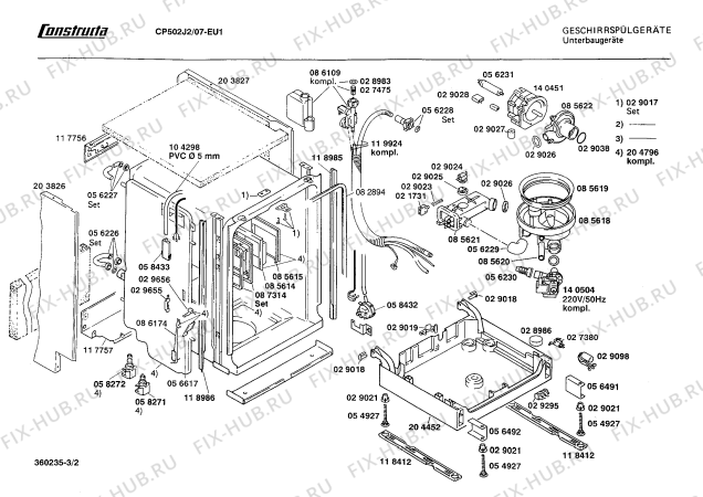 Взрыв-схема посудомоечной машины Constructa CP502J2 - Схема узла 02