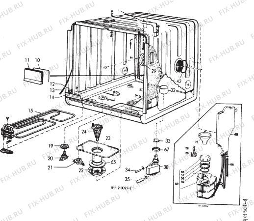 Взрыв-схема посудомоечной машины Zoppas PM62S - Схема узла Section 6