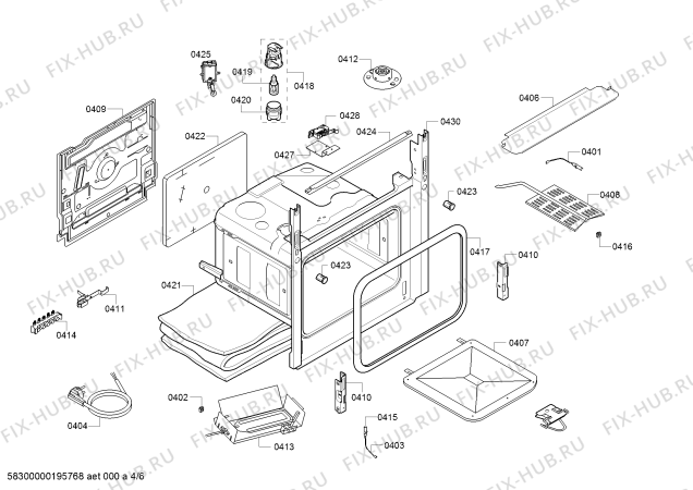 Взрыв-схема плиты (духовки) Bosch HGA233120I - Схема узла 04