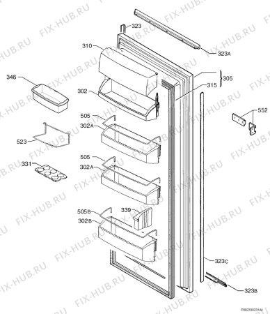 Взрыв-схема холодильника Aeg Electrolux SK91200-6E - Схема узла Door 003